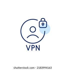 Secure VPN user profile. Pixel perfect, editable stroke line art icon