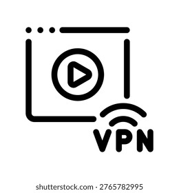 Secure VPN Video Player Browser Outline Symbol
