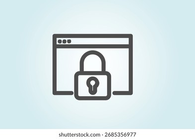 Icono de navegador de Web seguro: ventana minimalista con símbolo de candado que representa el acceso a Internet cifrado, la privacidad en línea y la protección del Sitio web