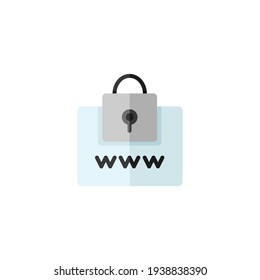 Secure web navigation. Security padlock. Internet concept. Flat color icon. Commerce vector illustration