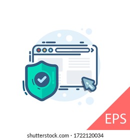 Secure Web Page. Vector modern line design illustration icon