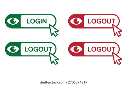 Acceso seguro al Sitio web con Botones de Inicio de sesión y cierre de sesión en verde y rojo, que ofrecen una autenticación de usuario fácil y promueven la seguridad del usuario en el Web