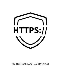 
Secure website certificate icon. https protocol on shield.