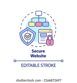 Secure website concept icon. Accessible and safe site. SEO ranking factor abstract idea thin line illustration. Isolated outline drawing. Editable stroke. Arial, Myriad Pro-Bold fonts used