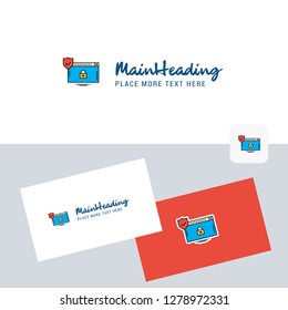 Secure website vector logotype with business card template. Elegant corporate identity. - Vector