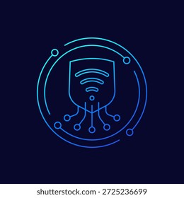 sicheres Wi-Fi-Verbindungssymbol, Verbindung mit einem geschützten Wi-Fi-Netzwerk herstellen, lineares Design