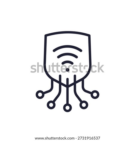 secure wi-fi connection icon, protected wifi network line design