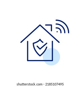Secure wifi in household. Pixel perfect, editable stroke line art icon