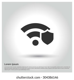 Secure wifi icon. Circle concept web buttons. vector illustration. Flat design style