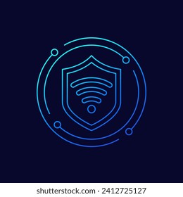 secure wi-fi icon, linear design