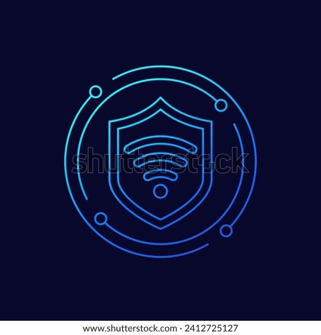 secure wi-fi icon, linear design