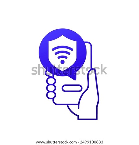 secure wi-fi icon with a phone in hand