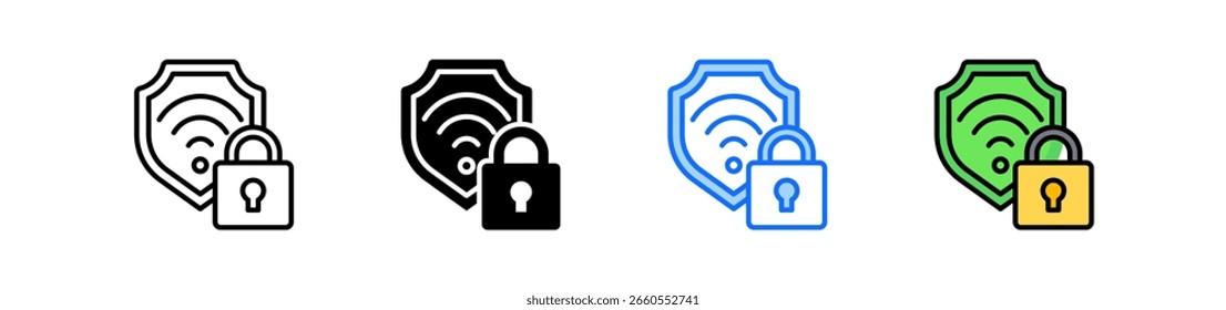 Conjunto de iconos de WiFi seguro Colección de estilo múltiple