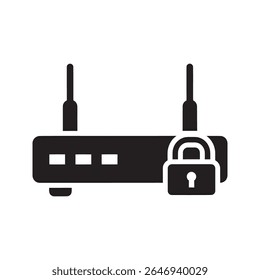 Glifo De Vetor De Ícone De Wifi Seguro Com Roteador E Símbolo De Bloqueio Para Rede Sem Fio Protegida E Conexão De Internet Criptografada Acesso A Ponto De Acesso Privado