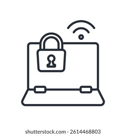secure wifi icon. vector.Editable stroke.linear style sign for use web design,logo.Symbol illustration.