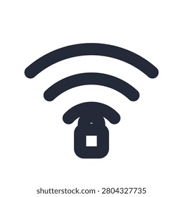 Secure wifi line icon in a clean monoline outline style, a vector symbol for cybersecurity, data protection and privacy.