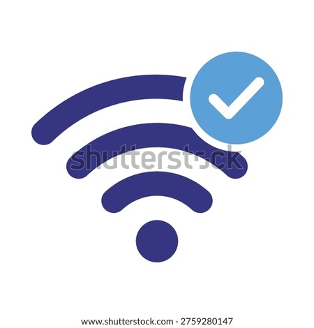 Secure wifi network symbol with checkmark icon