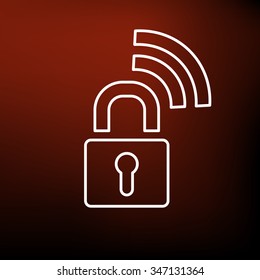 Secure wifi padlock icon. Wireless security sign. Secure connection symbol. Thin line icon on red background. Vector illustration.