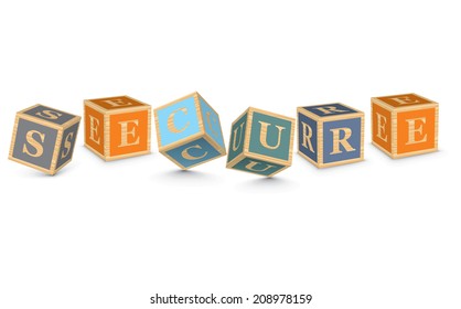 SECURE written with alphabet blocks - vector illustration
