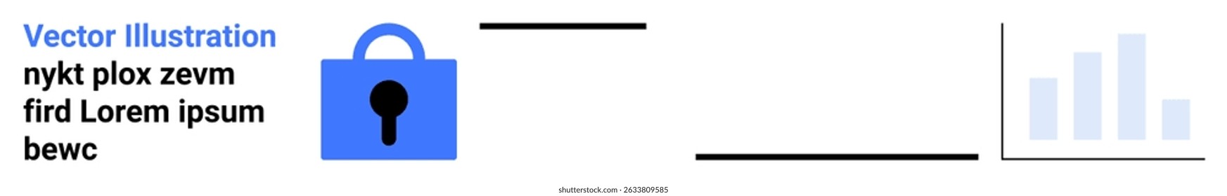 Proteja seus dados com um bloqueio robusto e analise com um gráfico de barras. Ideal para segurança cibernética, análise de dados, proteção da privacidade, serviços técnicos, segurança das informações, plataformas on-line e negócios