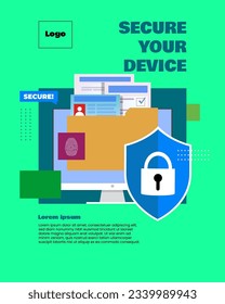 Secure your device poster template. with modern and simple design. 