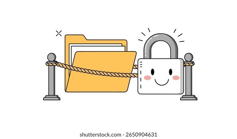 Secure your important digital documents with a cute and friendly lock protecting your folder