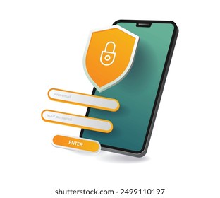 Schützen Sie Ihr Mobiltelefon mit einem Schloss-Symbol und Passworteingabe für zusätzlichen Schutz