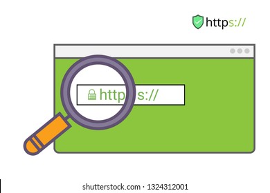 Secure your site with HTTPS / SSL, internet communication protocol that protects the integrity and confidentiality of data between the user's computer and the site. vector illustration