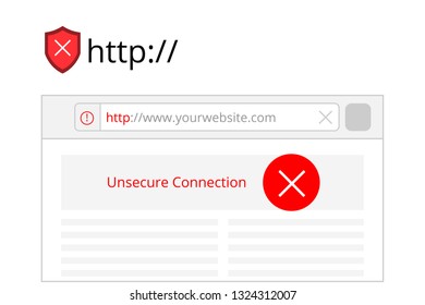 Secure your site with HTTPS / SSL, internet communication protocol that protects the integrity and confidentiality of data between the user's computer and the site. url browser vector illustration