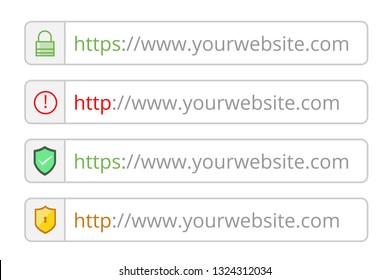 Secure your site with HTTPS / SSL, internet communication protocol that protects the integrity and confidentiality of data between the user's computer and the site url browser. vector illustration