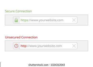 Secure your site with HTTPS / SSL, internet communication protocol that protects the integrity and confidentiality of data between the user's computer and the site url browser. vector illustration