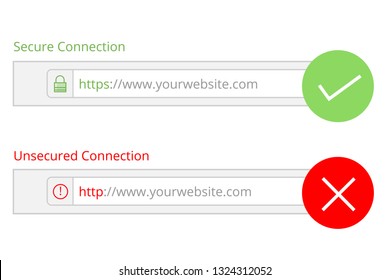 Secure Your Site With HTTPS / SSL, Internet Communication Protocol That Protects The Integrity And Confidentiality Of Data Between The User's Computer And The Site Url Browser. Vector Illustration