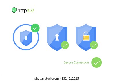 Secure your site with HTTPS/SSL, internet communication protocol that protects the integrity and confidentiality of data between the user's computer and the site. badge protection vector illustration