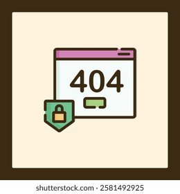 Secured 404 Error Page Icon: Website Not Found