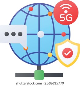 Secured 5G network connections concept, T5 Broadband Line vector color icon design, Web hosting service Symbol, Computing machines Sign, Internet Application Management stock illustration