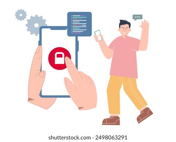 Secured access locked from mobile smartphone digital privacy authentication protect from  hacking