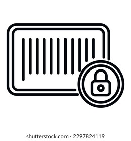 Secured bar code icon outline vector. Cipher data. Lock security