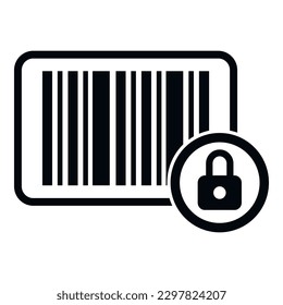 Secured bar code icon simple vector. Cipher data. Lock security