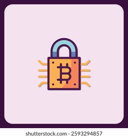 Secured Bitcoin Cryptocurrency Digital Asset Lock Icon