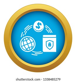 Secured book icon blue vector isolated on white background for any design
