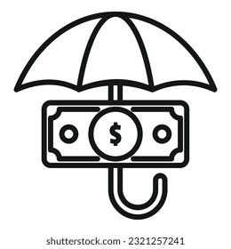 Secured cash icon outline vector. Business risk. Public holder