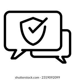 Secured Chat Icon-Umriss-Vektorgrafik. Antivirusdaten. Firewall-Sicherheit