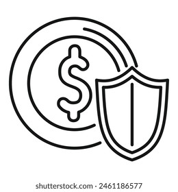 Secured collateral money icon outline vector. Tax loan. Personal lender