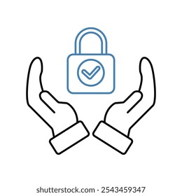 secured concept line icon. Simple element illustration. secured concept outline symbol design.
