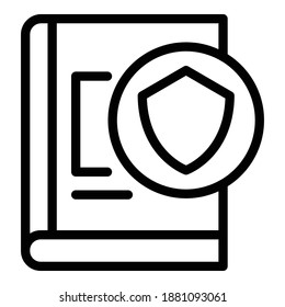 Icono del libro de control seguro. Icono del vector del libro de control seguro de contorno para diseño web aislado en fondo blanco