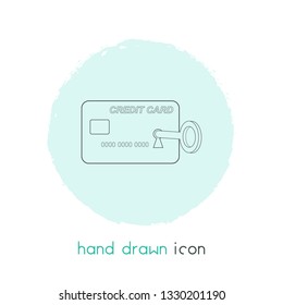 Secured credit card icon line element. Vector illustration of secured credit card icon line isolated on clean background for your web mobile app logo design.