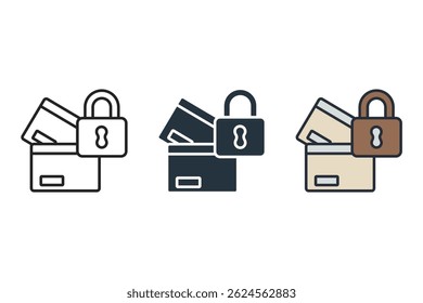secured credit cards icons isolated on White Background. Flat style design