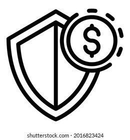 Secured credit money icon. Outline secured credit money vector icon for web design isolated on white background