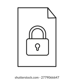 Secured document file icon showing a padlock vector. Excellent for user interface designs and important data privacy protection presentations.