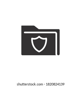 Secured documents, unlock folder verify icon. Secure file with guard shield. Document protection. confidential information, security documentation. Vector illustration Design on white background EPS10